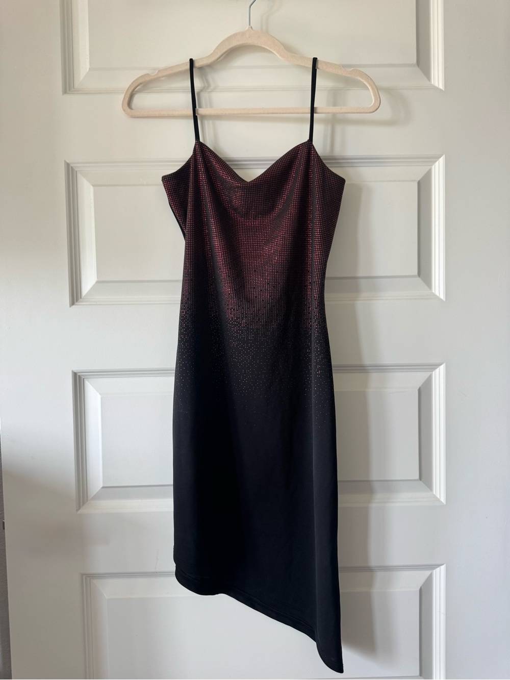 Y2K Chesley Black & Red Shimmer Asymmetrical Slip Dress Party Dress